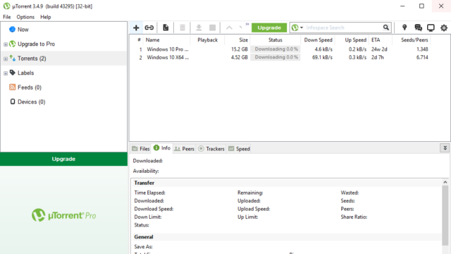 µTorrent for Windows 11, 10 Screenshot 1