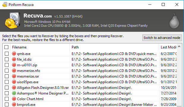 Recuva for Windows 10 Screenshot 1