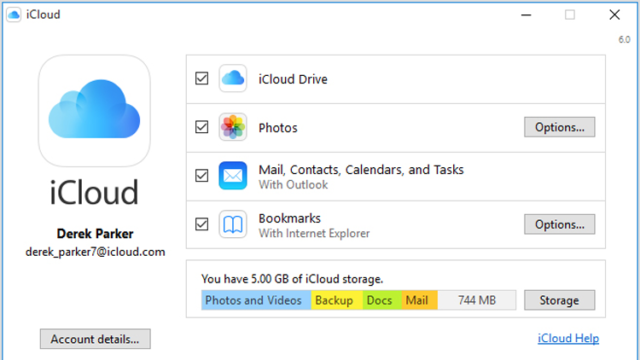 iCloud for Windows 10 Screenshot 1