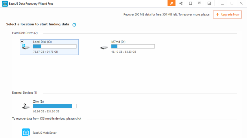 EaseUS Data Recovery Wizard Screenshot 1