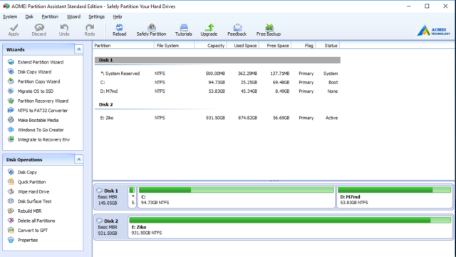 AOMEI Partition Assistant Standard Edition for Windows 10 Screenshot 1