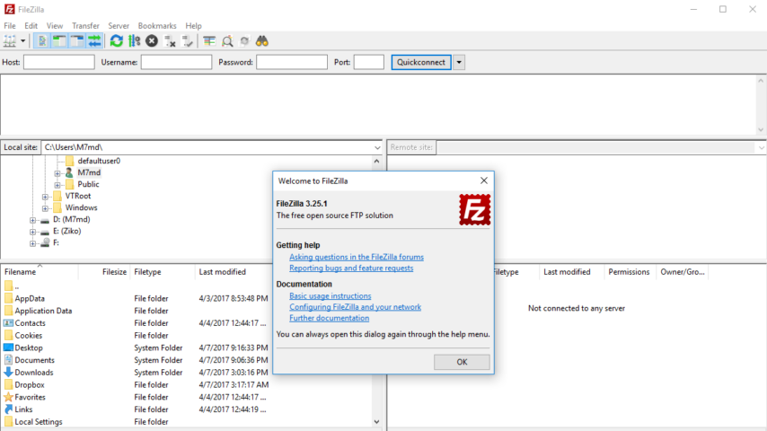 FileZilla Screenshot 1