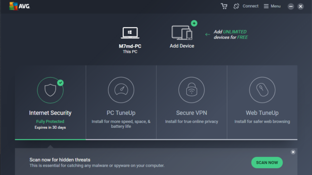 AVG Internet Security for Windows 10 Screenshot 1