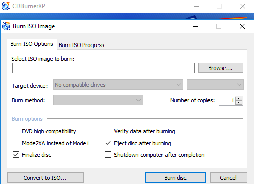 CDBurnerXP for Windows 10 Screenshot 3