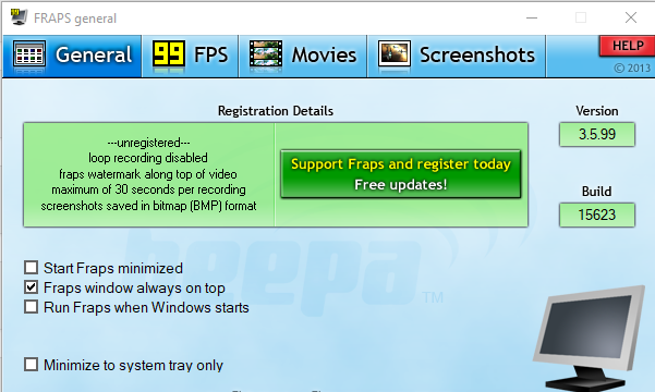 Fraps for Windows 10 Screenshot 1