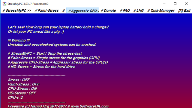 StressMyPC for Windows 11, 10 Screenshot 1