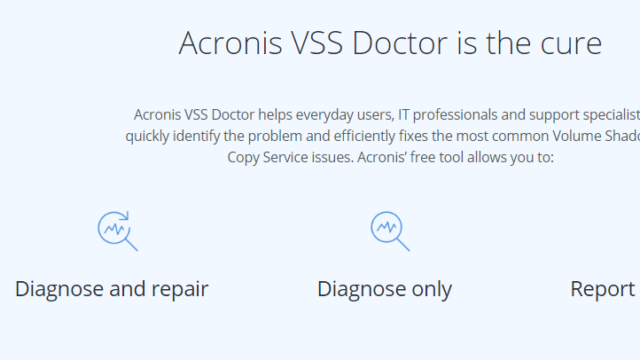 Acronis VSS Doctor for Windows 10 Screenshot 1