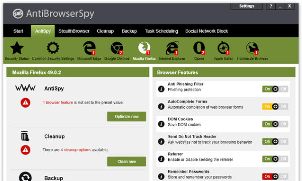 AntiBrowserSpy for Windows 11, 10 Screenshot 1