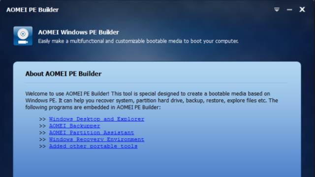 AOMEI PE Builder for Windows 11, 10 Screenshot 1