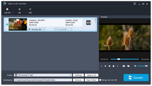 Aiseesoft Free Video to GIF Converter for Windows 11, 10 Screenshot 1