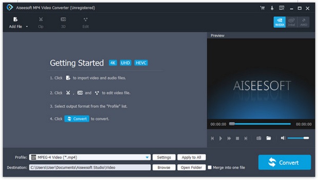 Aiseesoft MP4 Video Converter for Windows 11, 10 Screenshot 1