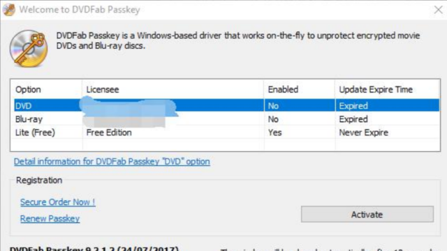 DVDFab Passkey Lite for Windows 11, 10 Screenshot 1