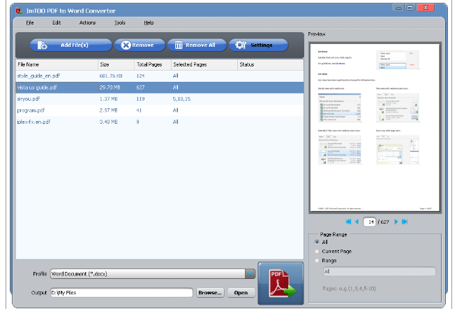 ImTOO PDF to Word Converter Screenshot