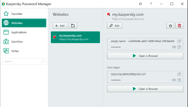 Kaspersky Password Manager for Windows 10 Screenshot 1