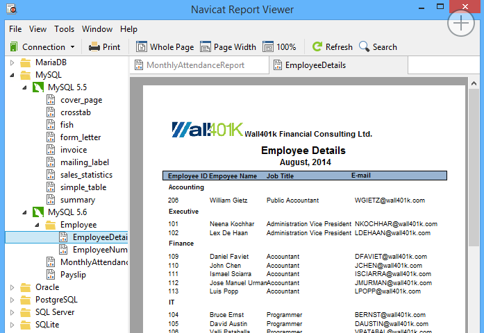 Navicat Report Viewer Screenshot 2