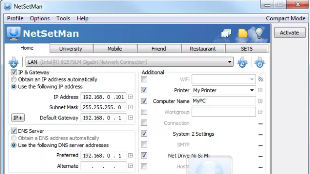 NetSetMan for Windows 10 Screenshot 2