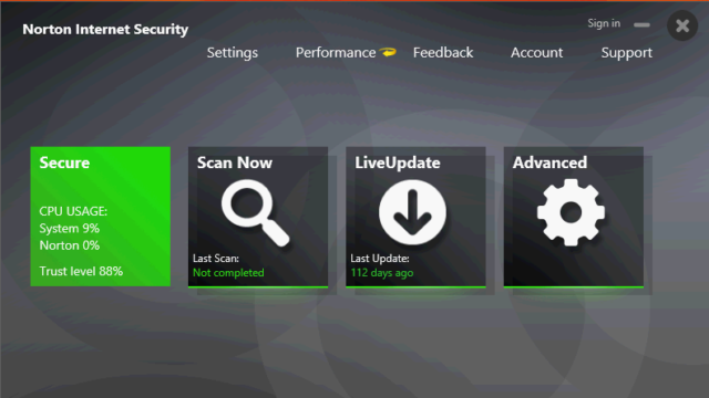 Norton Internet Security for Windows 10 Screenshot 1