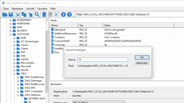 O&O RegEditor for Windows 11, 10 Screenshot 1