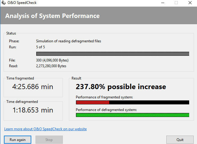 O&O SpeedCheck Screenshot