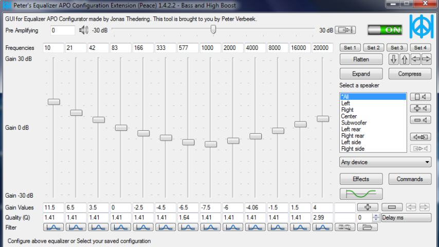 Peace Equalizer, UI for Equalizer APO Screenshot 1