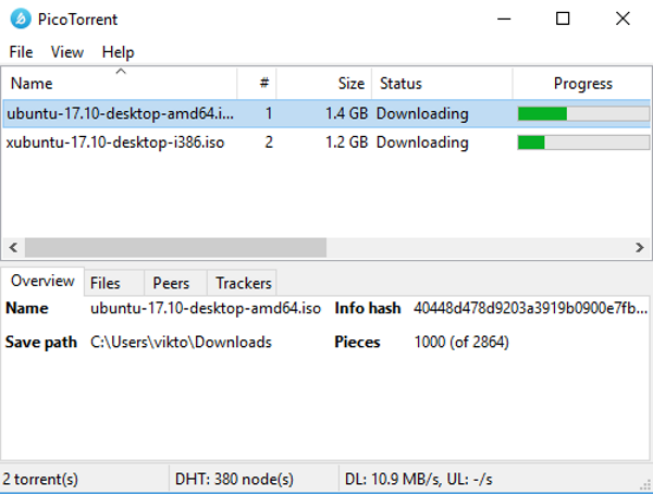 PicoTorrent Screenshot