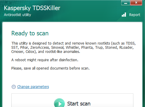 Kaspersky TDSSKiller for Windows 10 Screenshot 1