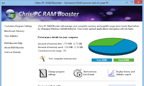Chris-PC RAM Booster for Windows 10 Screenshot 1