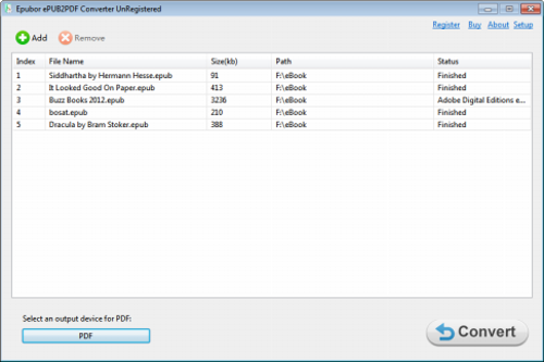 Epubor ePub to PDF Converter for Windows 10 Screenshot 2