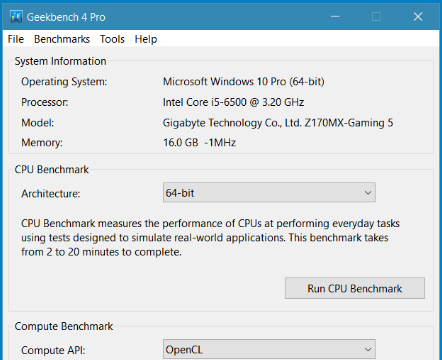 Geekbench for Windows 10 Screenshot 1