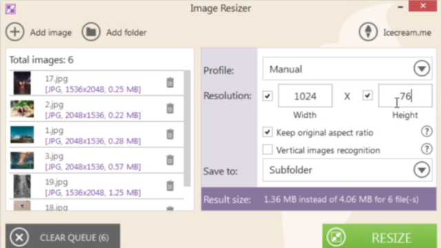 Icecream Image Resizer for Windows 10 Screenshot 1