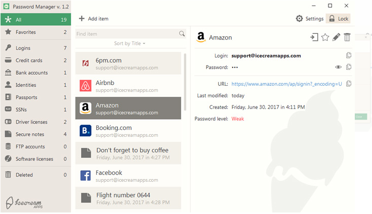Icecream Password Manager Screenshot