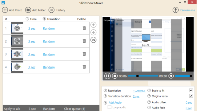 Icecream Slideshow Maker for Windows 10 Screenshot 2