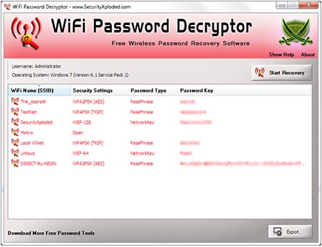 WiFi Password Decryptor for Windows 11, 10 Screenshot 1