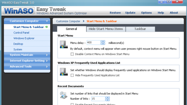 WinASO EasyTweak for Windows 11, 10 Screenshot 1