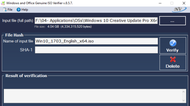 Windows and Office Genuine ISO Verifier for Windows 10 Screenshot 1