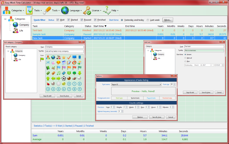 Easy Work Time Calculator Screenshot