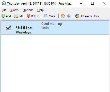Free Alarm Clock for Windows 11, 10 Screenshot 1