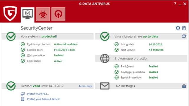 g data antivirus rating windows 10