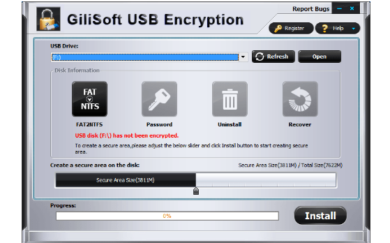 GiliSoft USB Encryption for Windows 11, 10 Screenshot 1