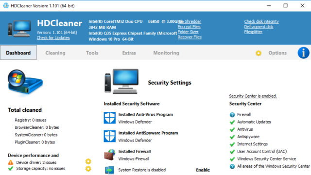 HDCleaner for Windows 11, 10 Screenshot 1