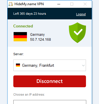 HideMy.name VPN for Windows 10 Screenshot 1
