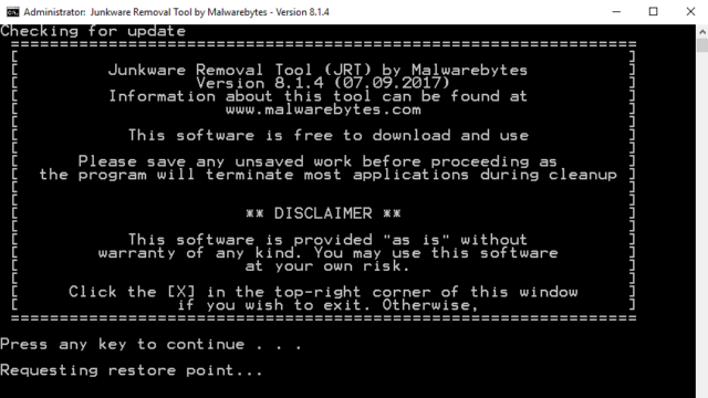 Junkware Removal Tool for Windows 11, 10 Screenshot 1