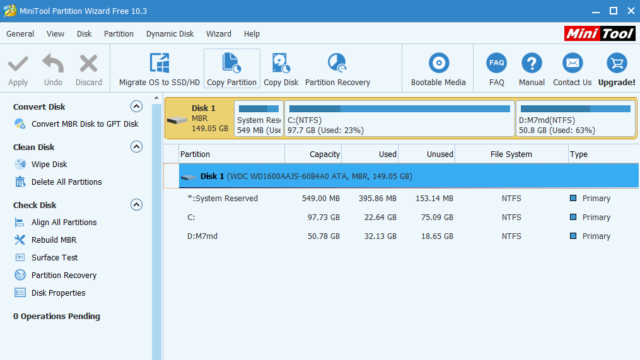 MiniTool Partition Wizard for Windows 10 Screenshot 1