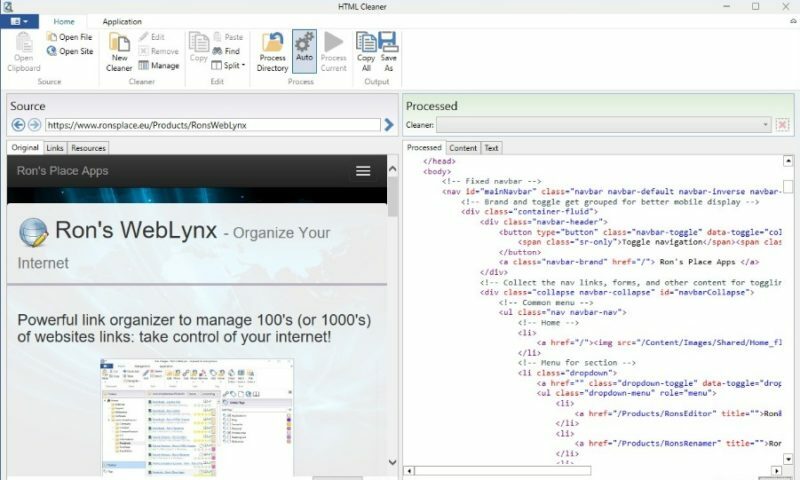 Ron's HTML Cleaner Screenshot