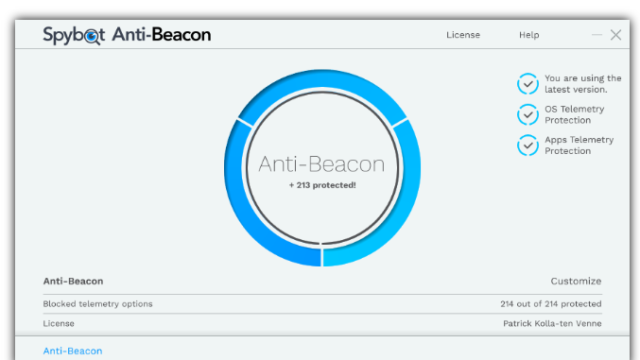 Spybot Anti-Beacon for Windows 10 Screenshot 1
