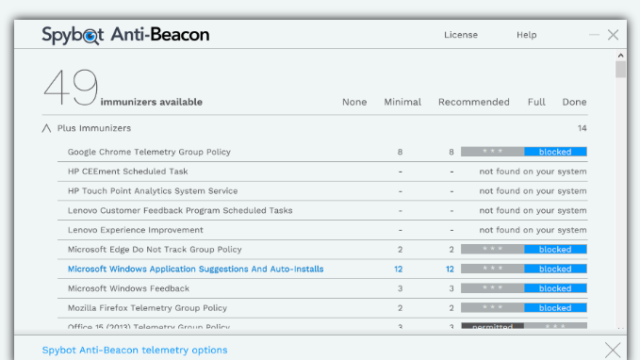 Spybot Anti-Beacon for Windows 10 Screenshot 2