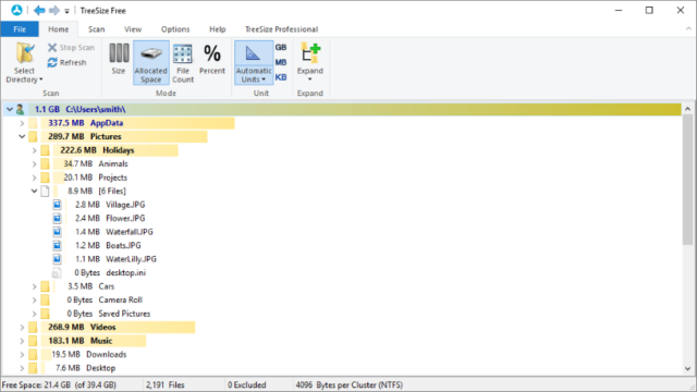 TreeSize Free for Windows 11, 10 Screenshot 1