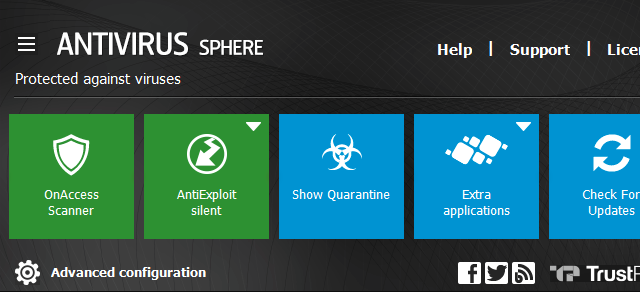 TrustPort Antivirus Sphere for Windows 10 Screenshot 1