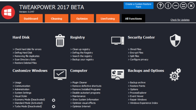 TweakPower for Windows 11, 10 Screenshot 3