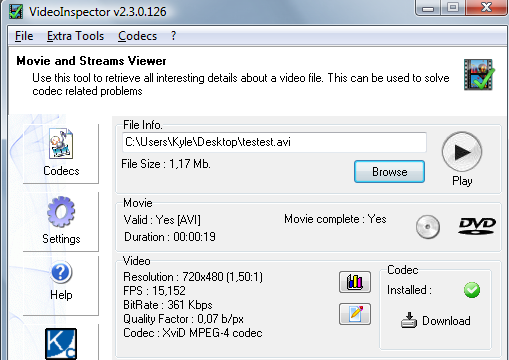 VideoInspector for Windows 10 Screenshot 1